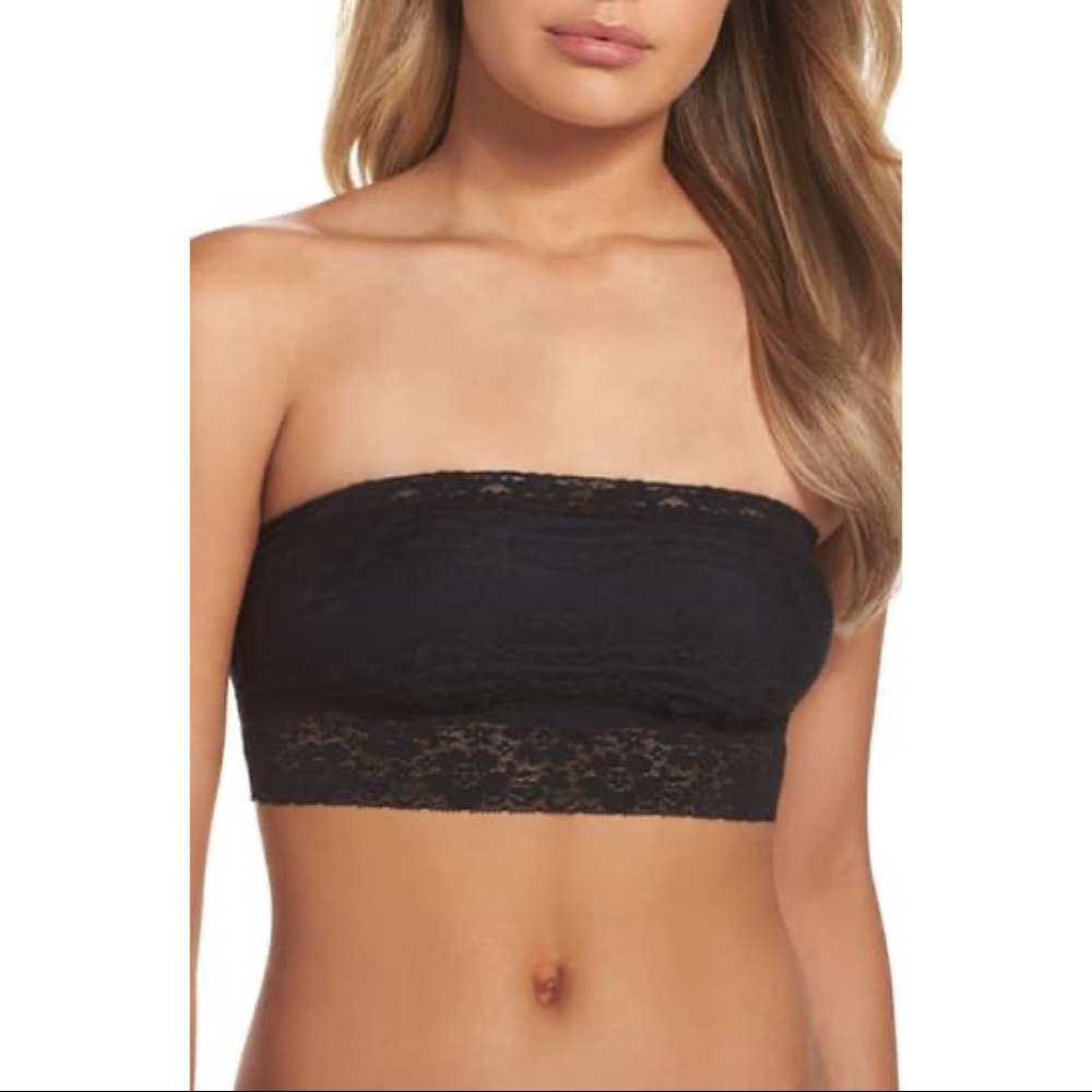NWT Free People Lace Bandeau Bralette with side boning ! Black XS